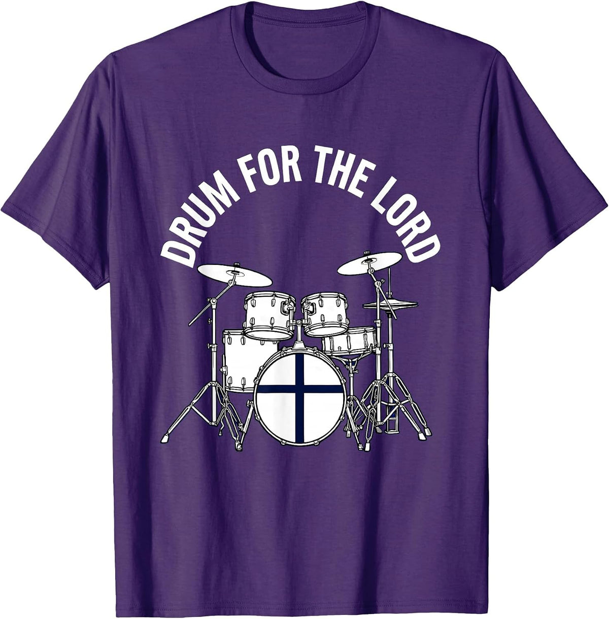Men's Drum For The Lord Religious Drum Set Design T-Shirt - Purple