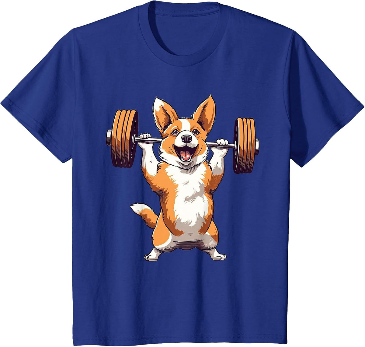 Corgi Dog Powerlifting Weightlifting Gym Workout T-Shirt - Royal Blue