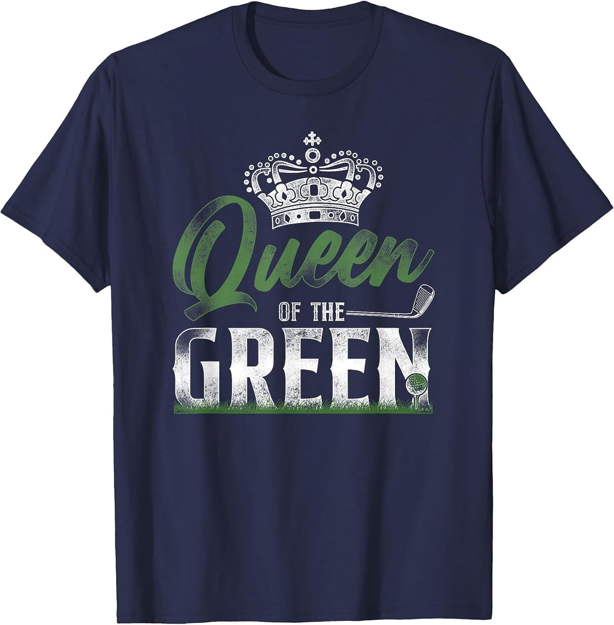 Golf Queen Vintage Crown Queen of The Green T-Shirt - Navy Blue