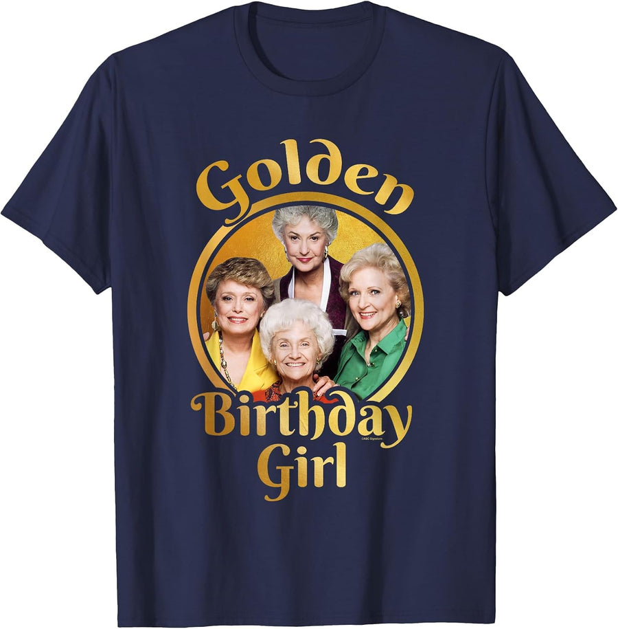 The Golden Girls Birthday Girl Iconic Characters Group Shot T-Shirt - Navy Blue