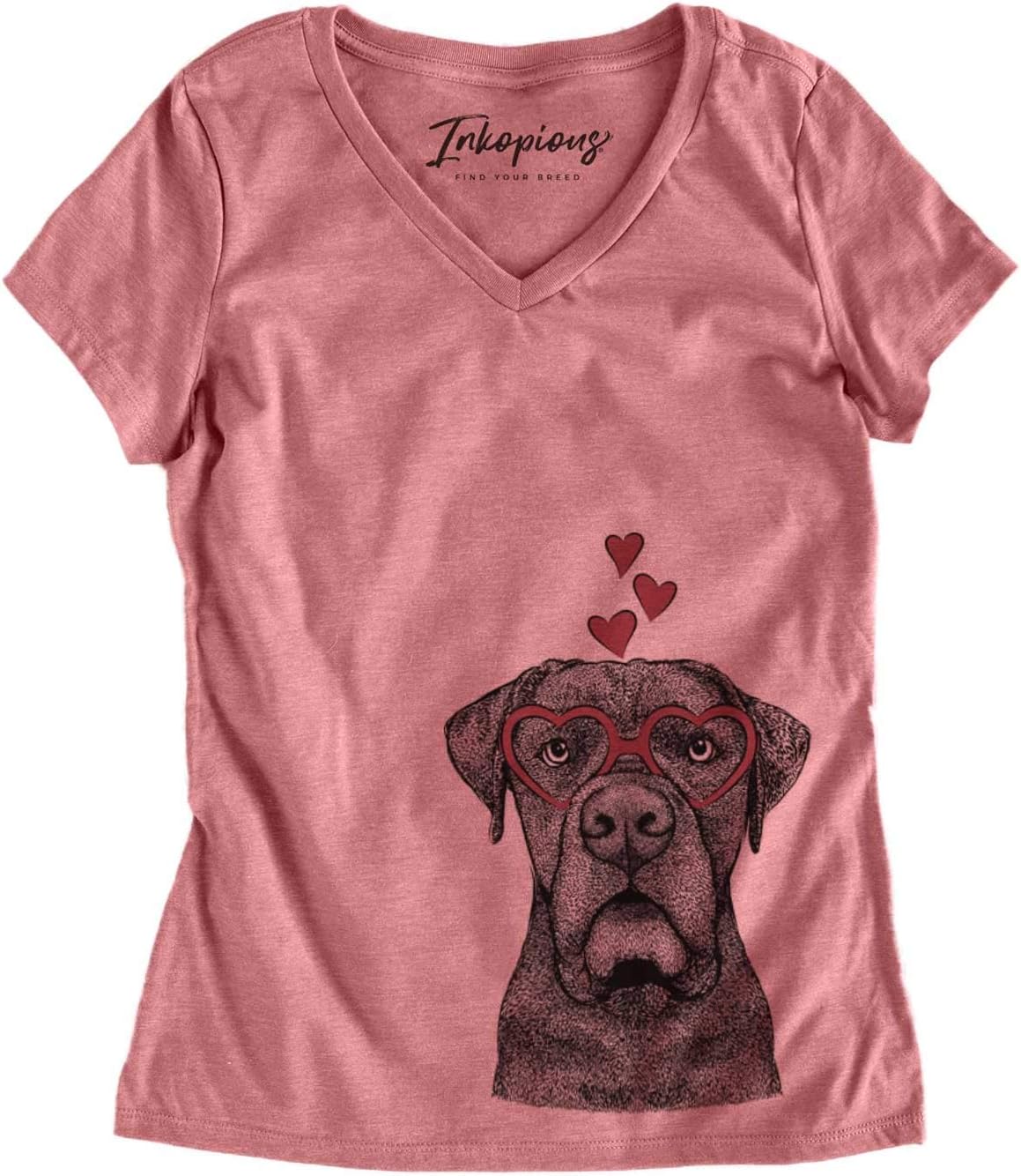 Inkopious Valentine Rocco the Cane Corso Dog Triblend T-Shirt - Dusty Rose V-neck