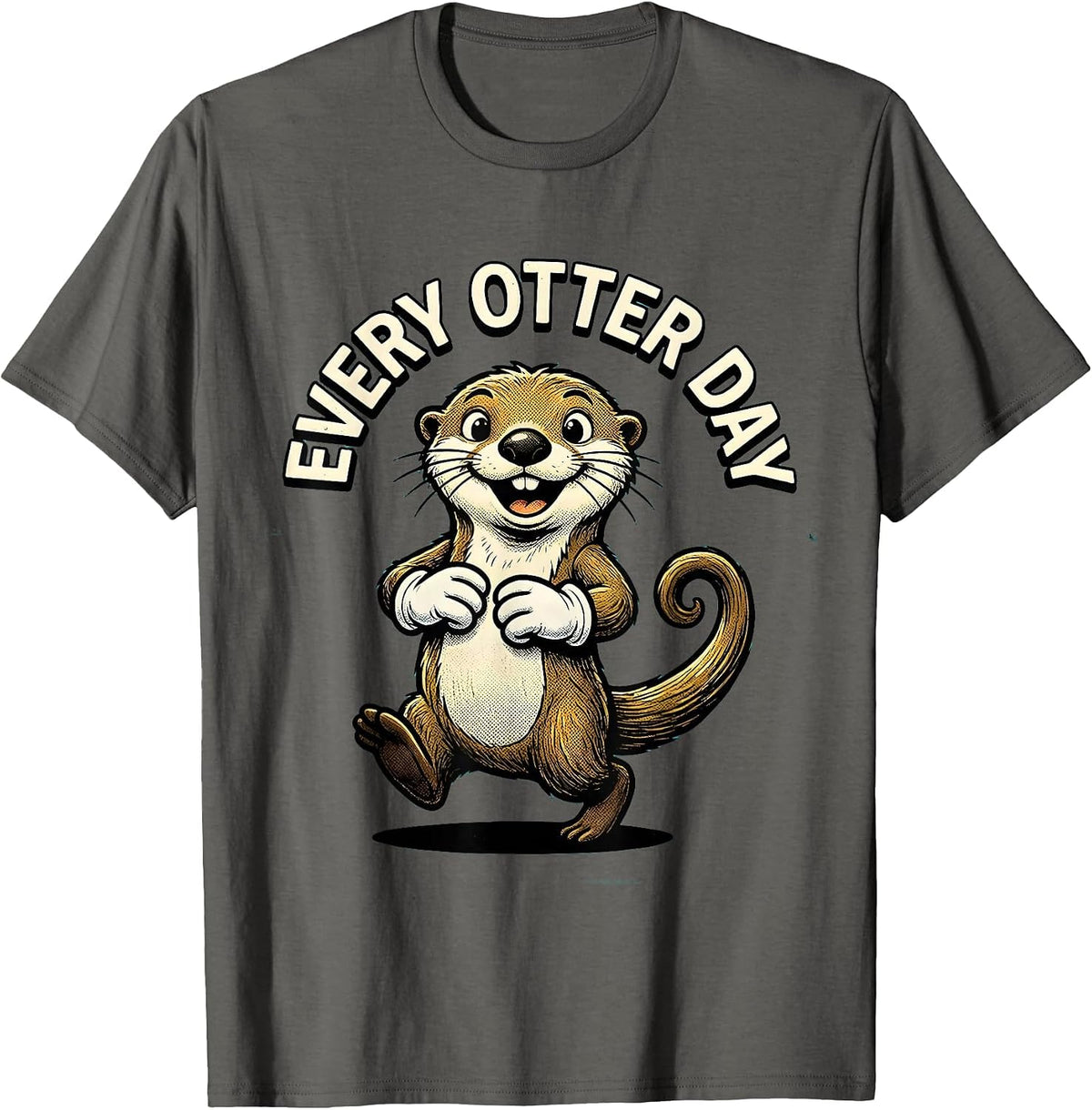 Every Otter Day Retro Cartoon Funny Otter Lover Gift T-Shirt - Asphalt Grey