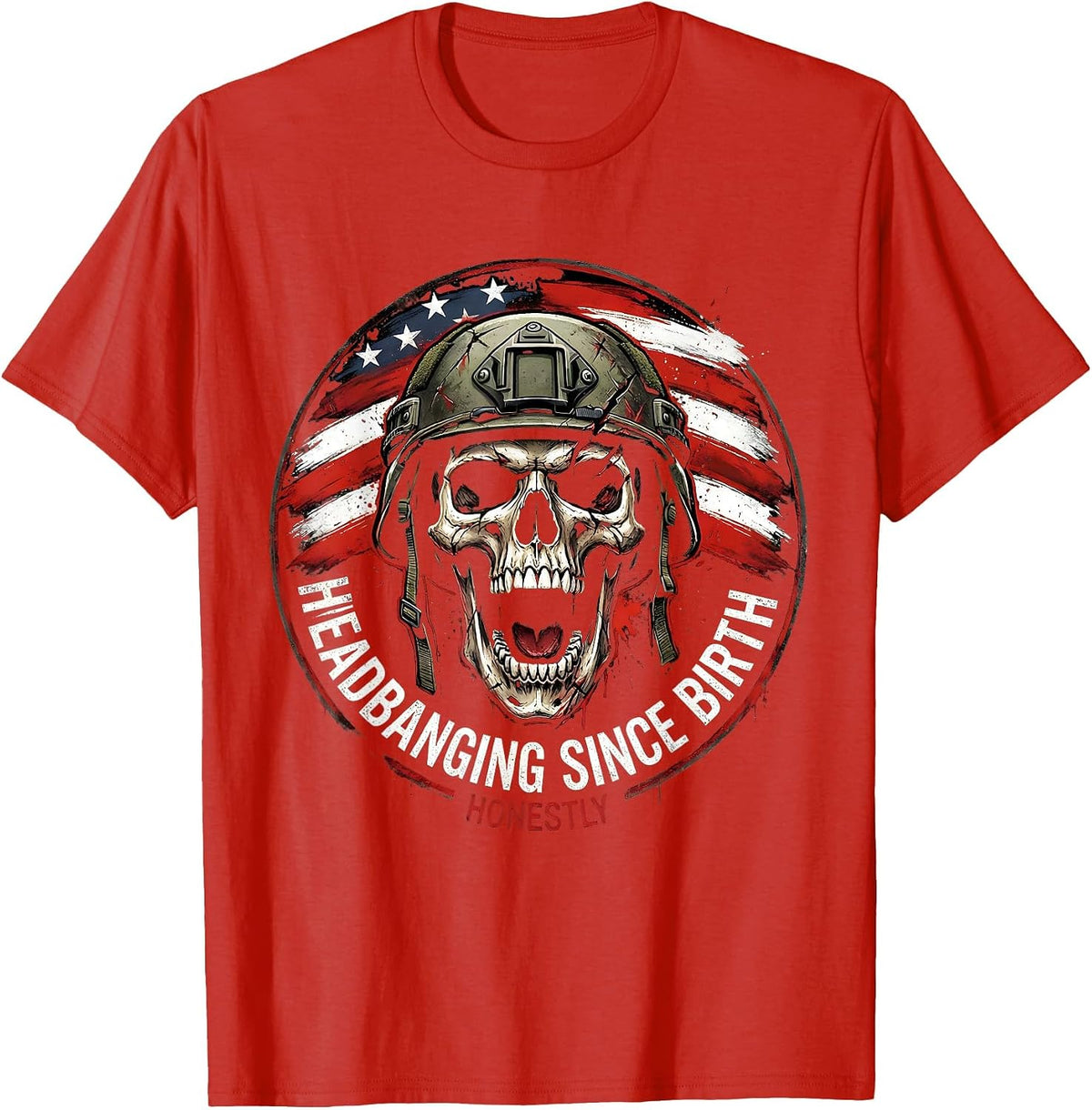 Men's Headbanging Since Birth Heavy Metal Music Design T-Shirt - Red