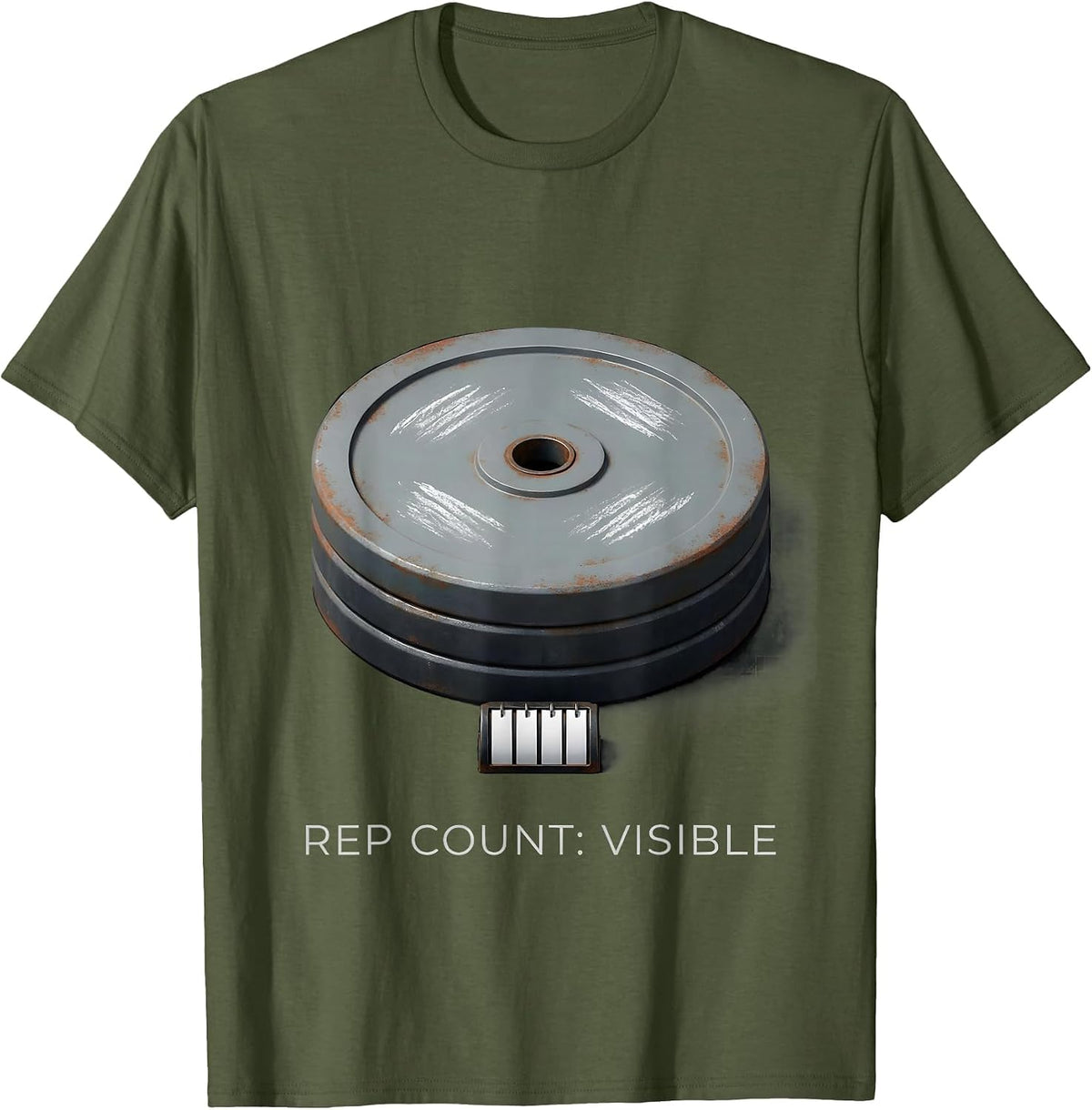 Rep Count Visible Funny Gym Meme Weightlifting Workout T-Shirt - Olive Green