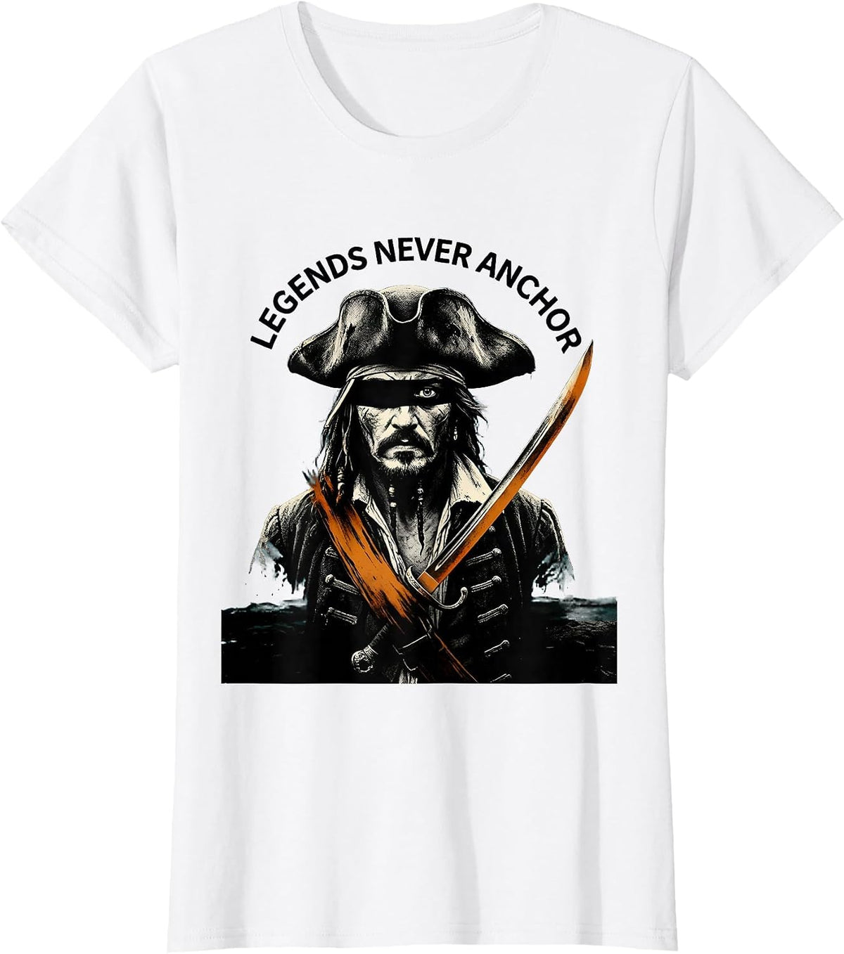 Legends Never Anchor Pirate Adventure Design T-Shirt - White