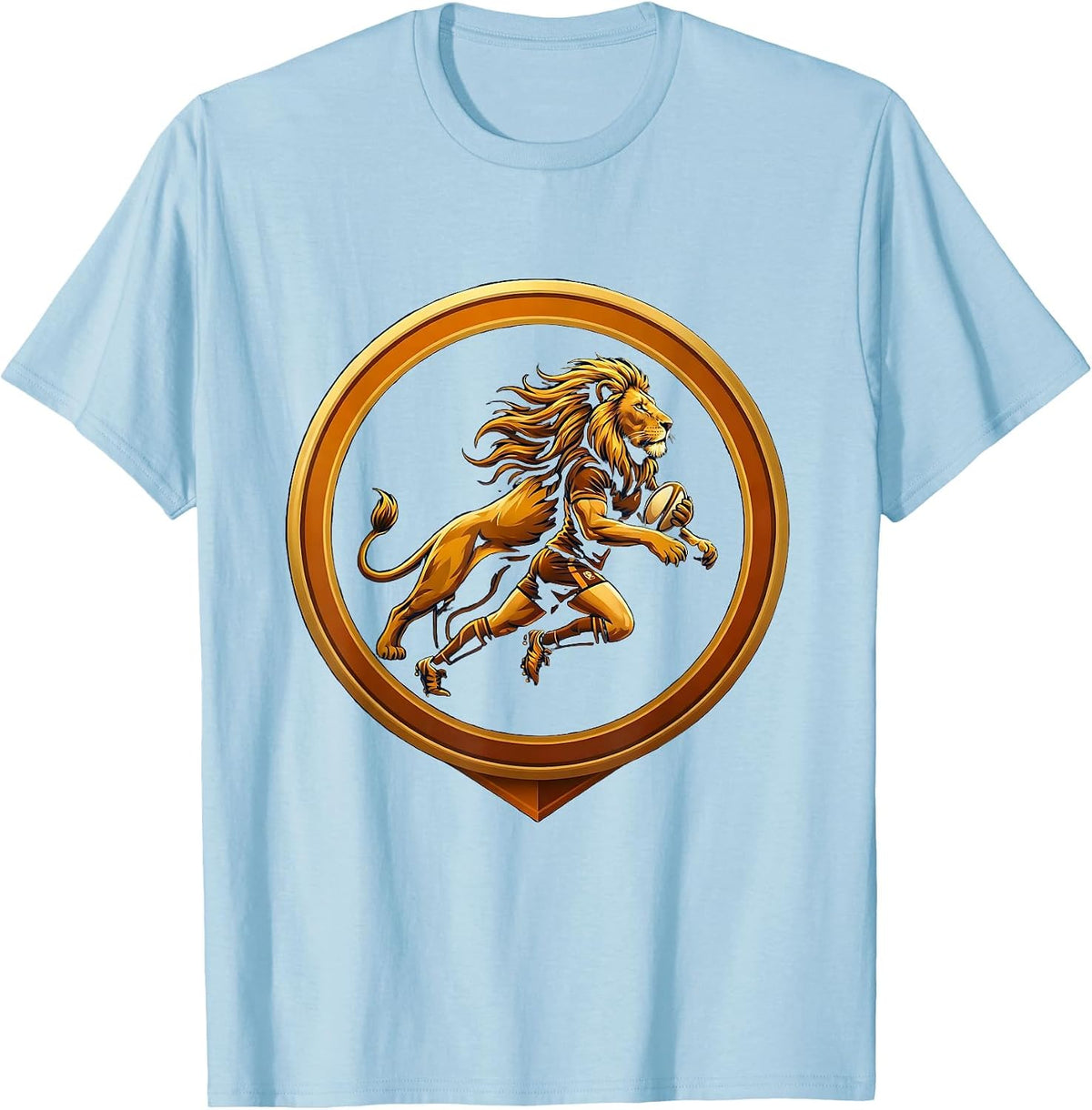 Lioness Rugby Player Silhouette Graphic T-Shirt - Baby Blue