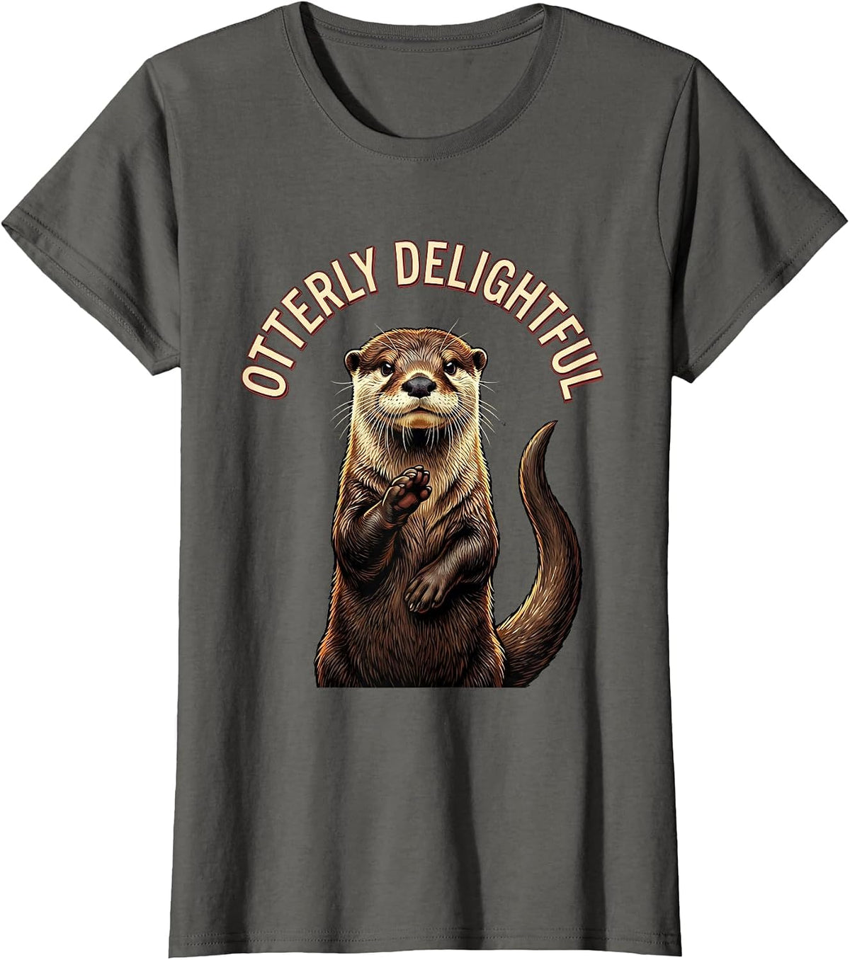 Women's Otterly Delightful Funny Otter Lover Gift For Kid Teen T-Shirt - Asphalt Grey