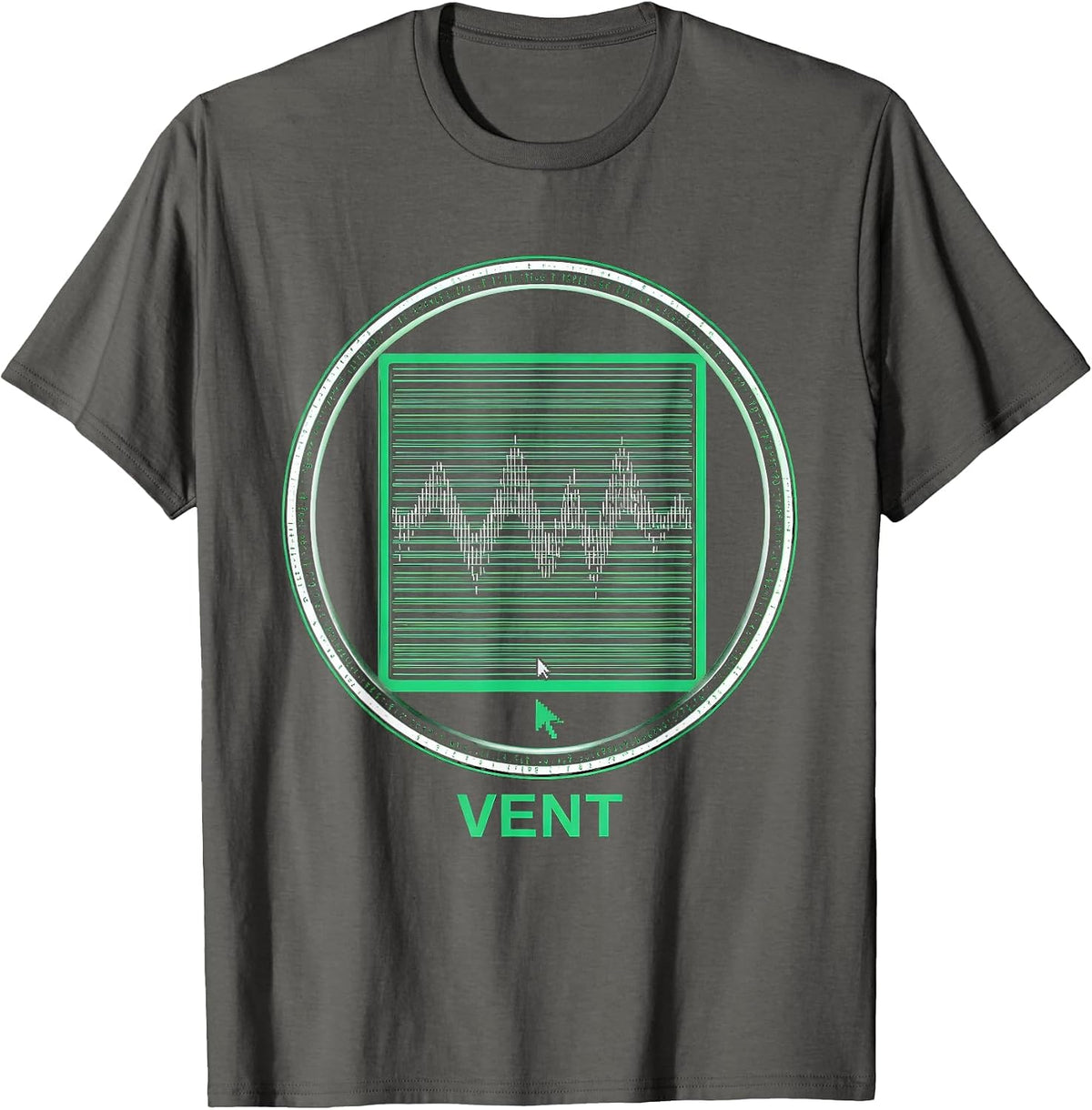 Men's VENT Funny Respiratory Therapist RT Medical Humor T-Shirt - Asphalt Grey