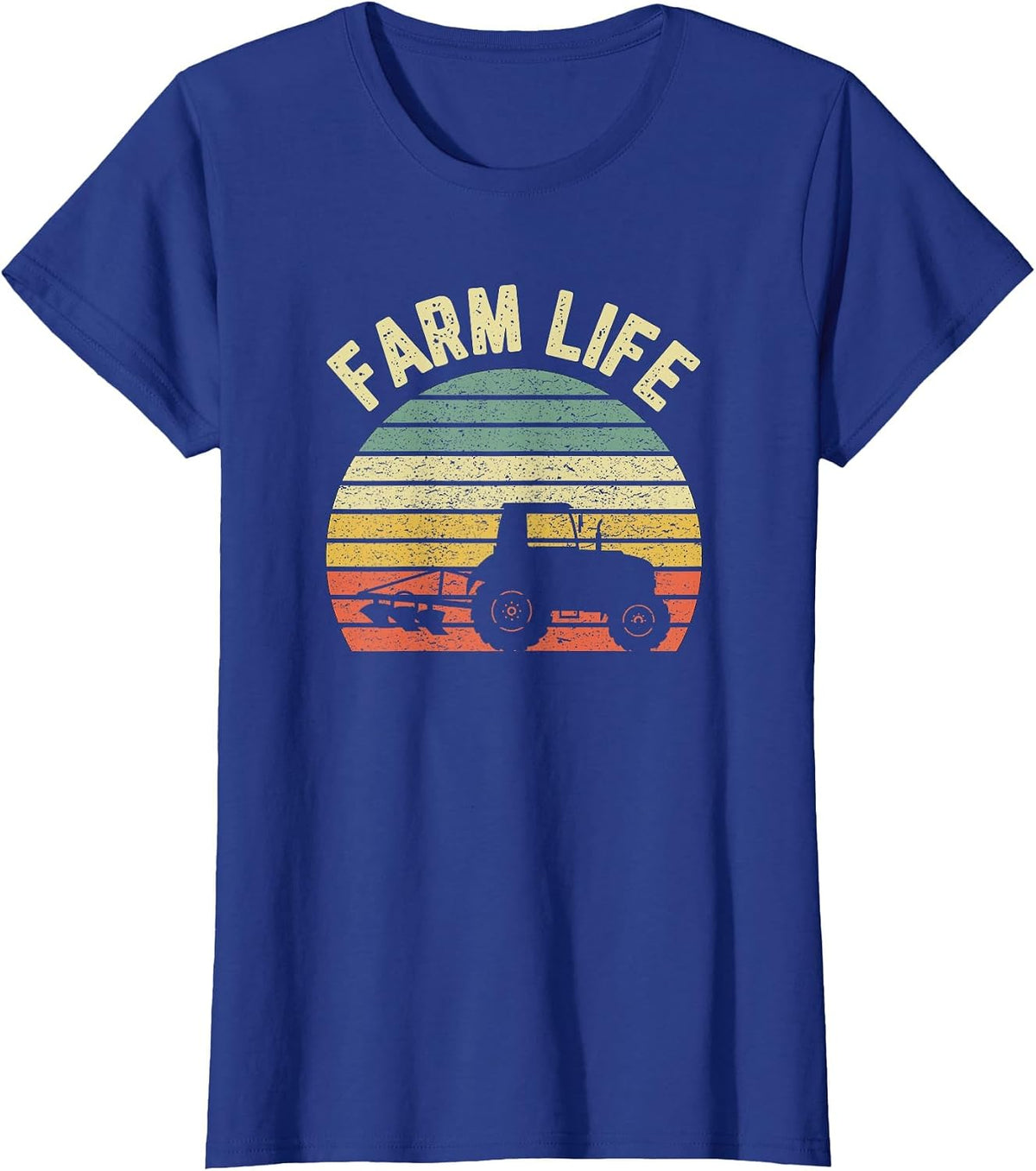 Farming Shirt Cool Vintage Farmer Retro Farm Life T-Shirt - Royal Blue