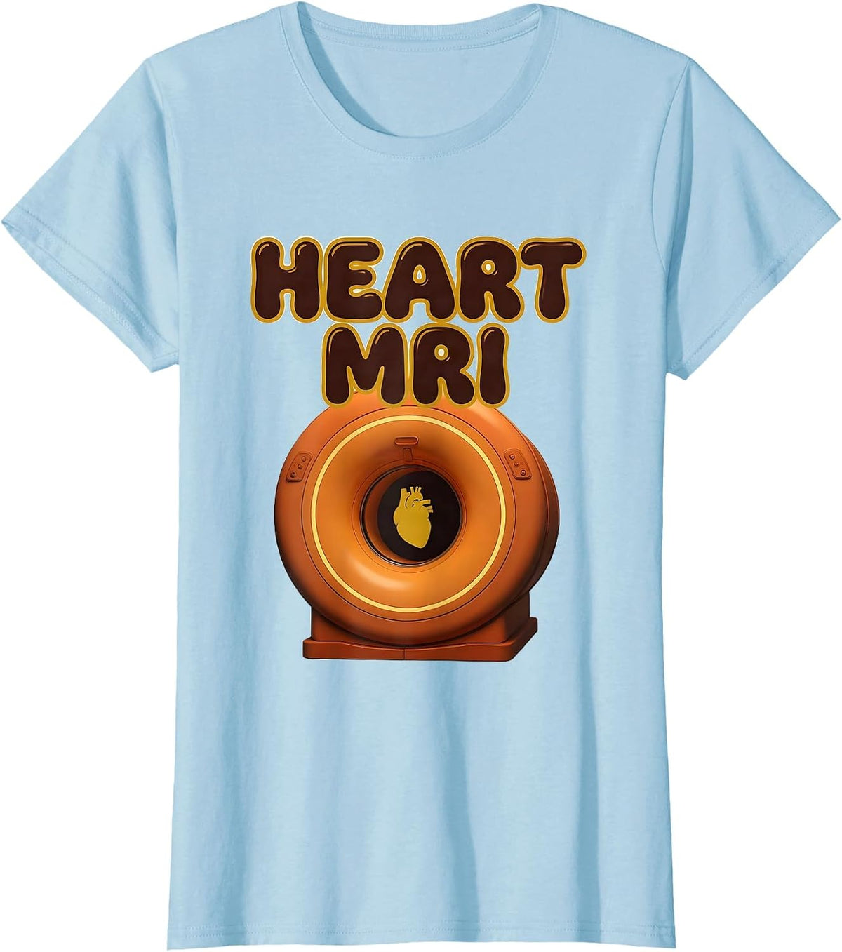 Women's Heart MRI Retro 70s Radiology Tech Valentine Skeleton Humor T-Shirt - Baby Blue