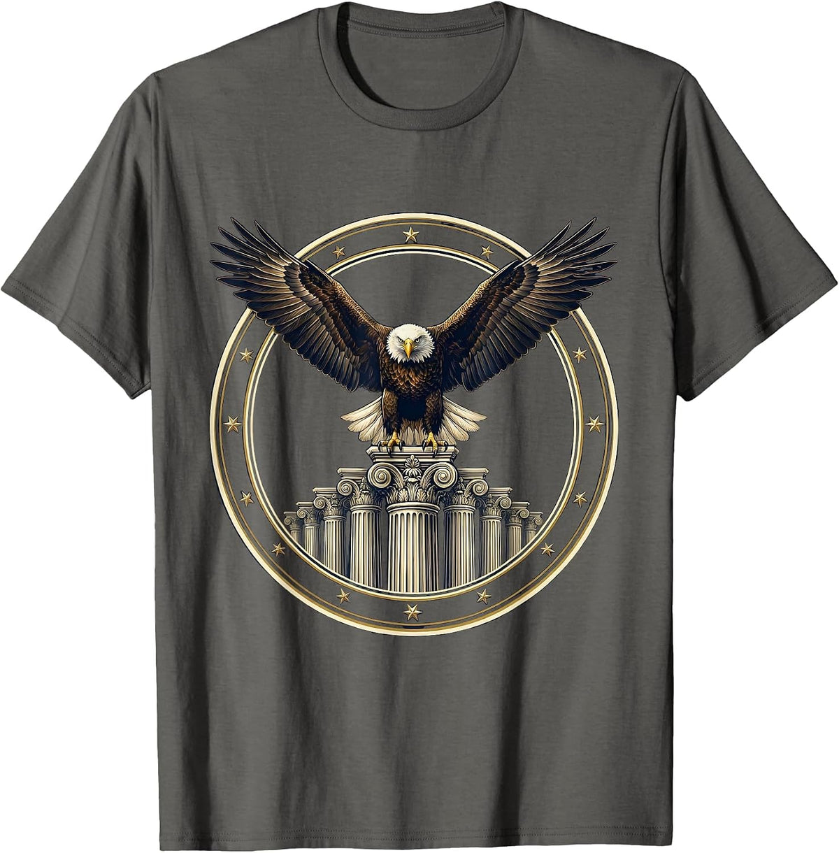 President Pride Labor Day Bald Eagle White House T-Shirt - Asphalt Grey
