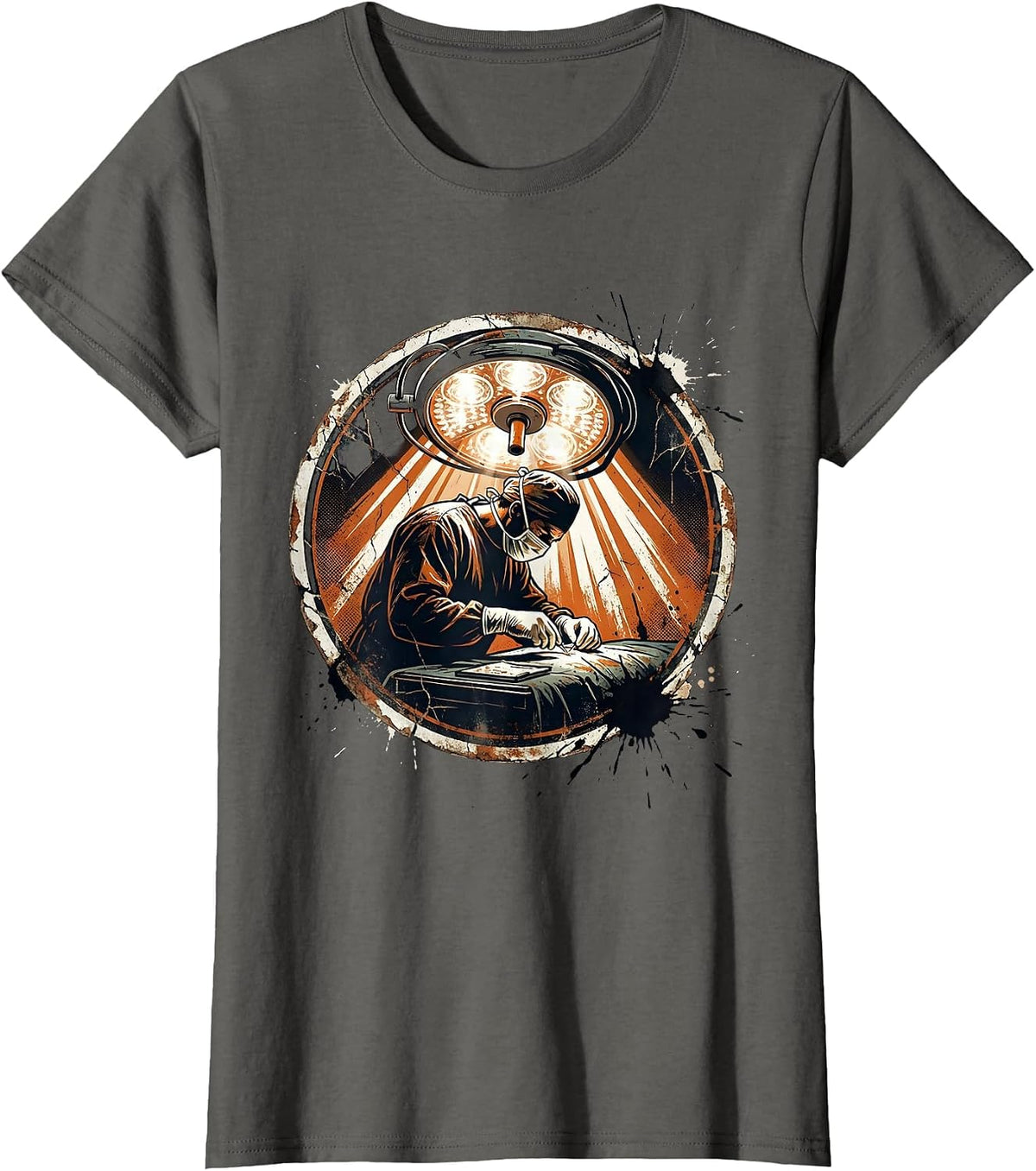 Women's Surgeon Silhouette Operating Room Graphic T-Shirt - Asphalt Grey