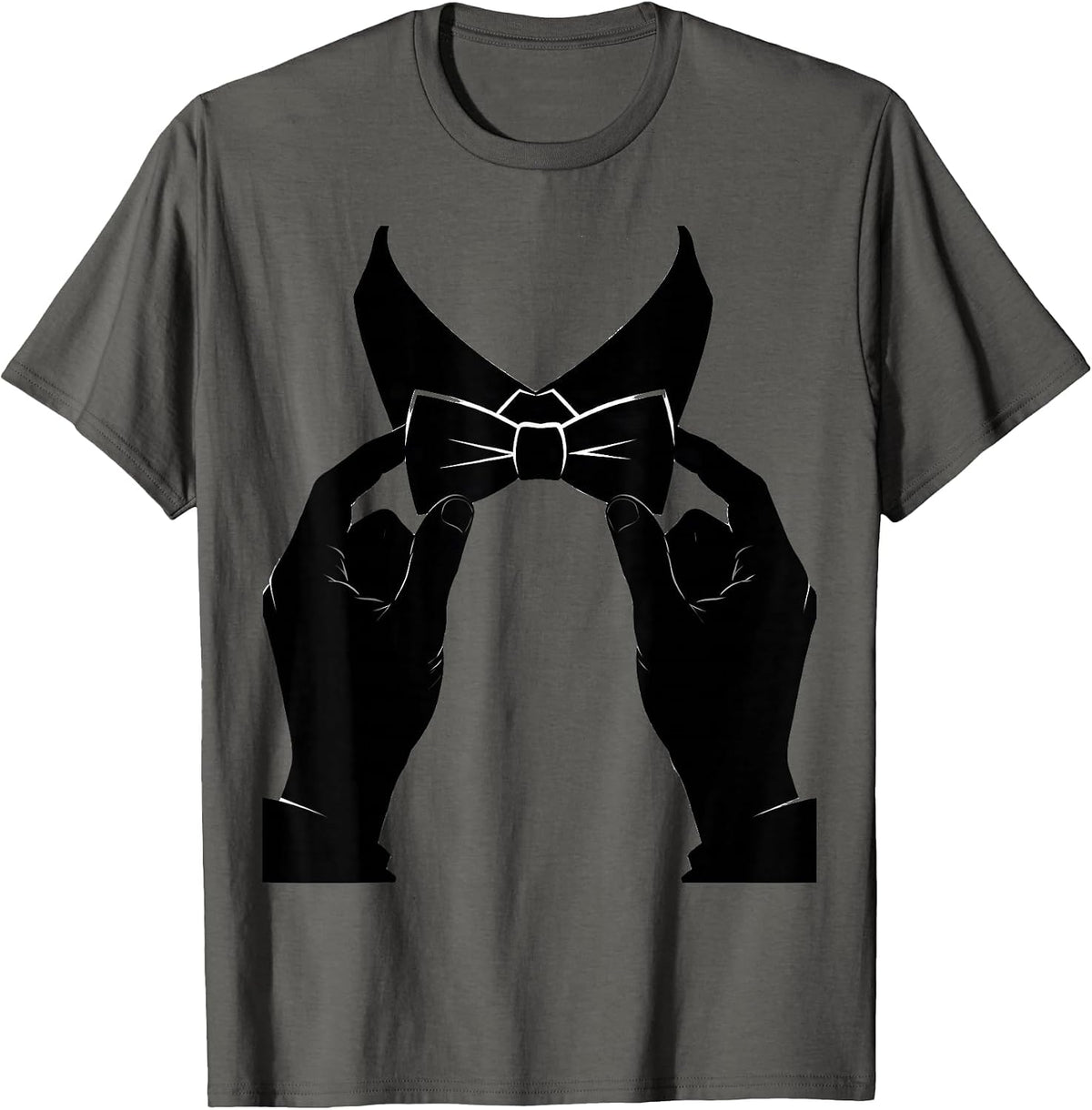 Classic Bow Tie Adjustment Tuxedo Graphic T-Shirt - Asphalt Grey