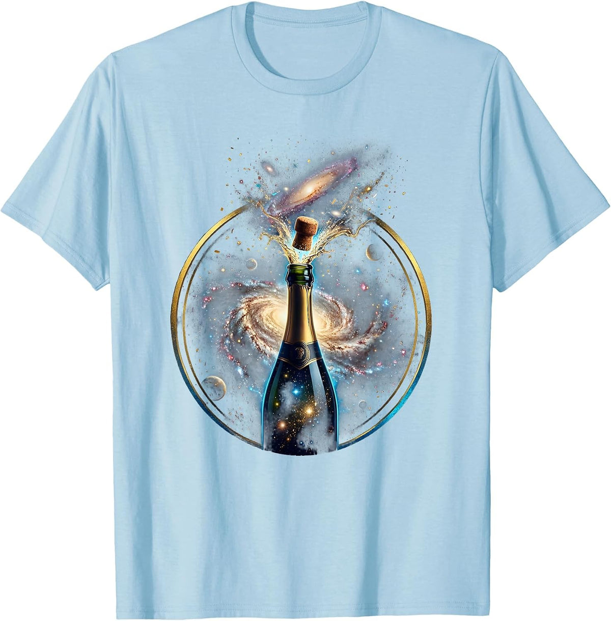 Men's Champagne Burst Birthday Confetti Celebration T-Shirt - Baby Blue