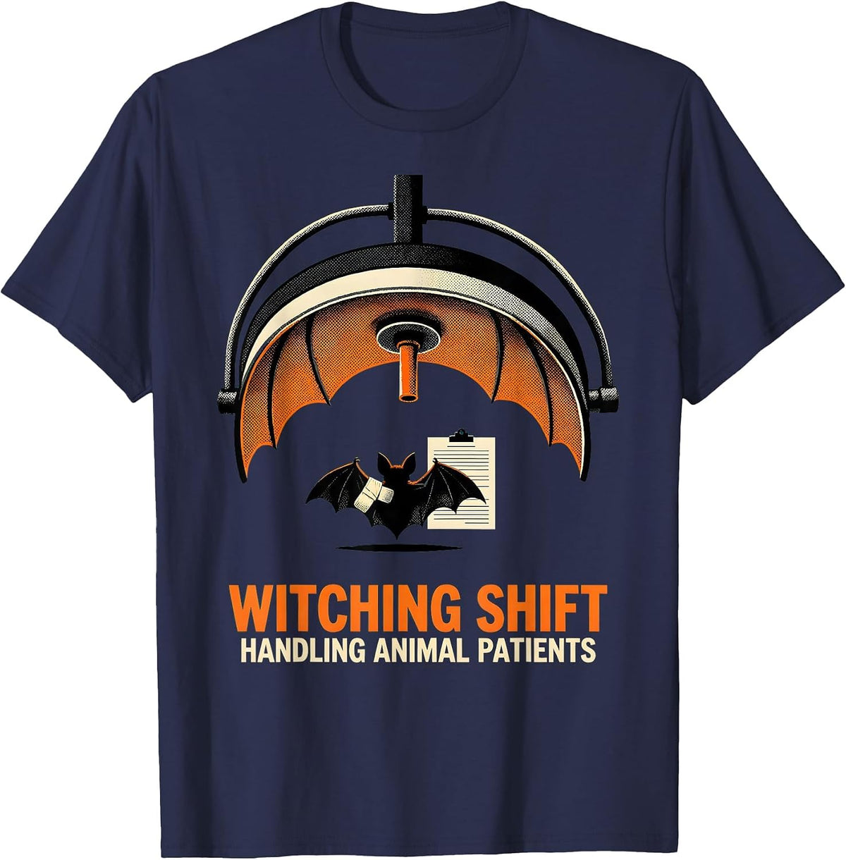 Men's Witching Shift, Handling Animal Patients Vet Tech T-Shirt - Navy Blue