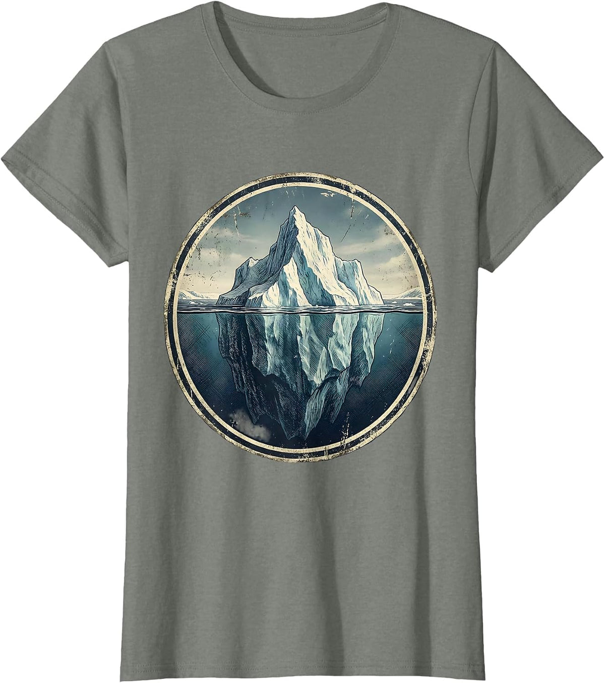 Iceberg Hidden Mass Facts Over Feelings Graphic T-Shirt - Olive Heather