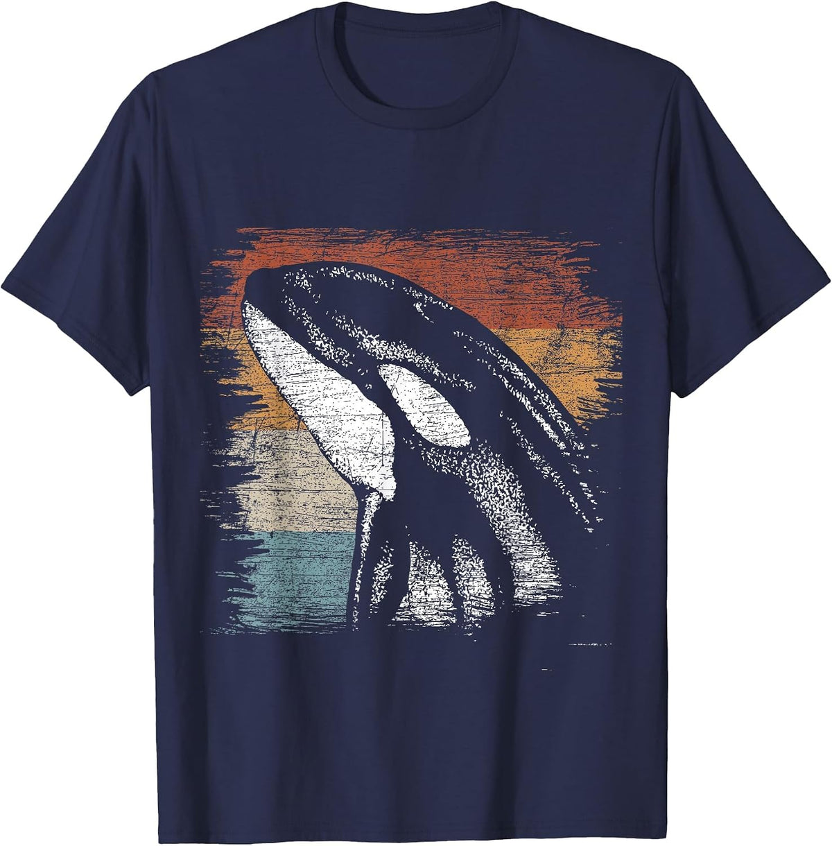 Retro Killer Whale T-Shirt - Navy Blue