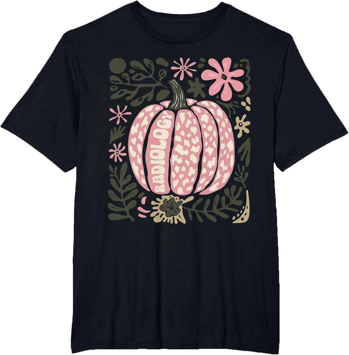 Boho Floral Pumpkin Radiology Xray Rad Tech Fall Halloween T-Shirt - Black