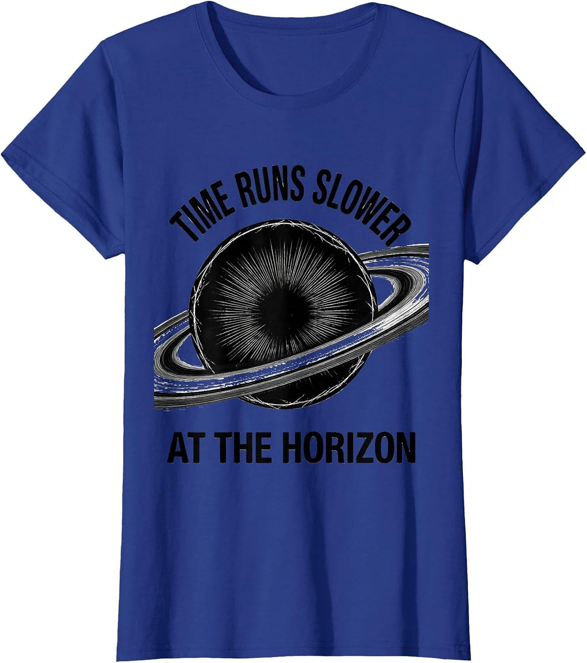 Women's Time Runs Slower At The Horizon Scratchboard Physics T-Shirt - Royal Blue