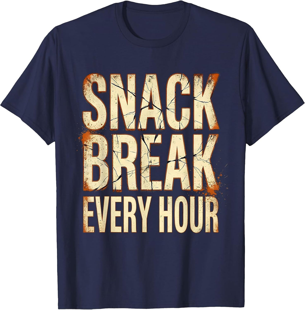 Snack Break Every Hour Kids College Design T-Shirt - Navy Blue