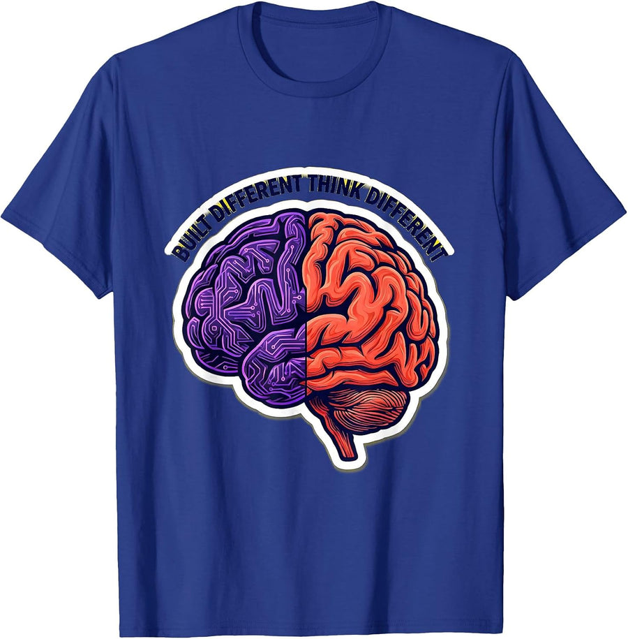 Built Different Think Different Neurodiversity Design T-Shirt - Royal Blue