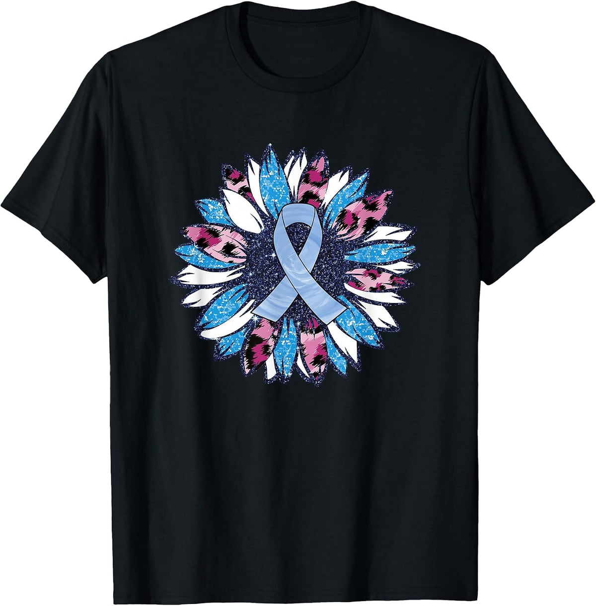 Blue Sunflower Diabetes Awareness Men Women Warrior T-Shirt - Black