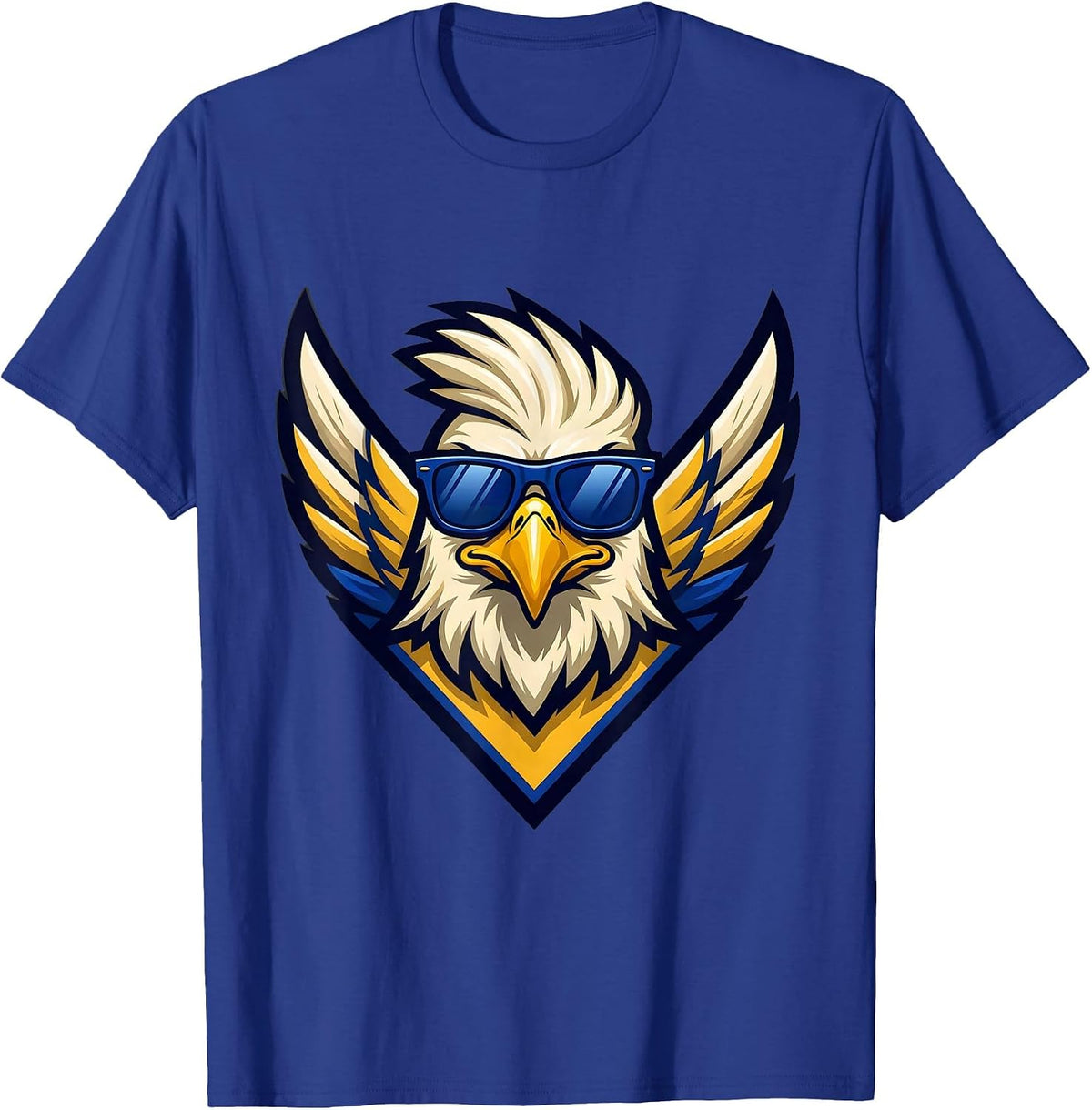 Bald Eagle Mascot Sunglasses Eagle Fan Novelty T-Shirt - Royal Blue