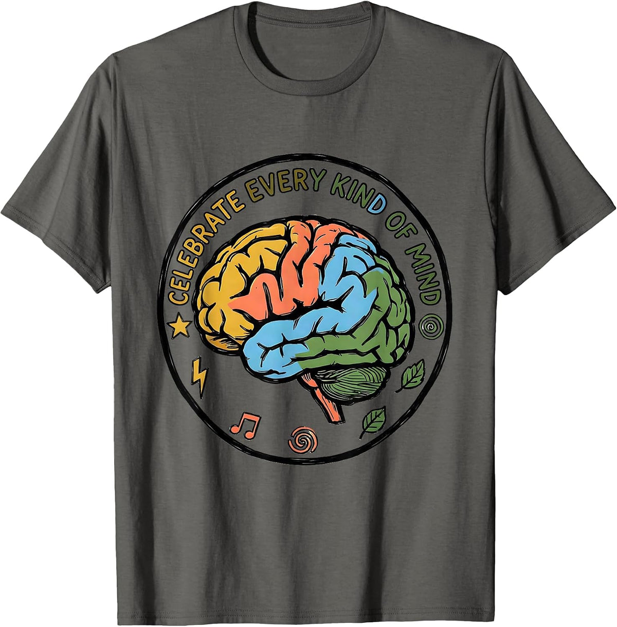 Men's Celebrate Every Kind of Mind Neurodiversity Design T-Shirt - Asphalt Grey