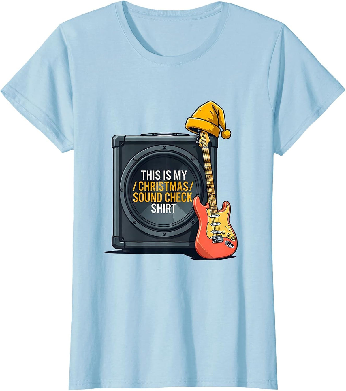 This Is My Christmas Sound Check Shirt Funny Rock Guitarist T-Shirt - Baby Blue