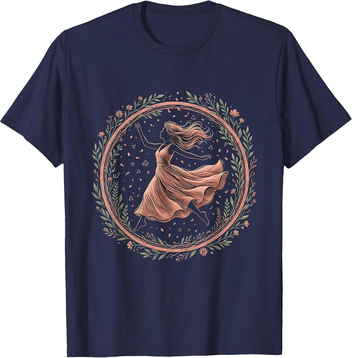 Gigi Confetti Celebration Jumping Fashion Design T-Shirt - Navy Blue