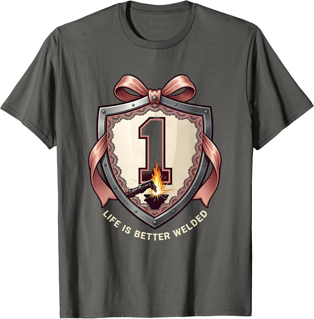 Life Is Better Welded Welder Graphic Design T-Shirt - Asphalt Grey