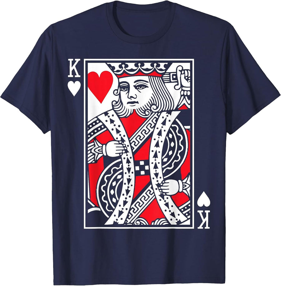 King of Hearts - Poker Cards Costume (Queen Available). T-Shirt - Navy Blue