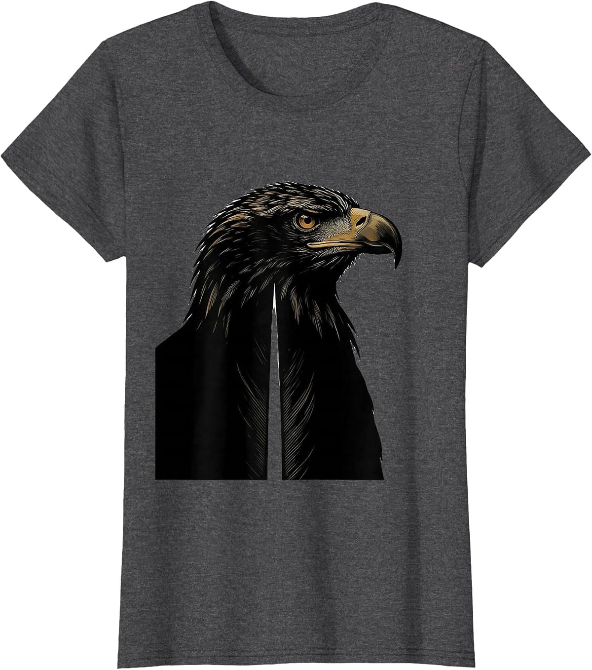 Women's Bald Eagle Minimalist Faith Mascot Pride T-Shirt - Dark Heather Grey