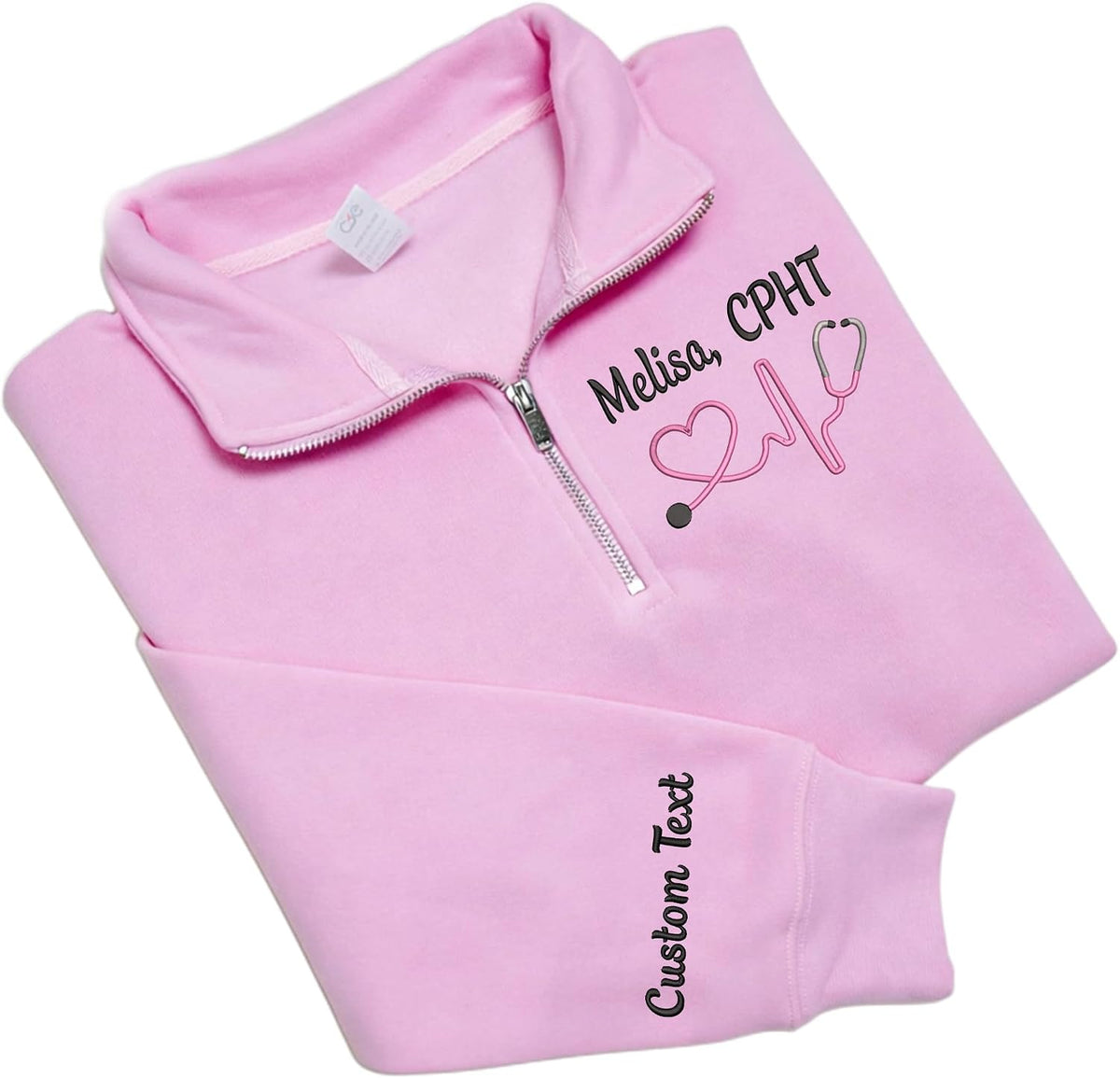 Chillever Custom Embroidered Nurse Zip Sweatshirt, Personalized Healthcare Worker Crewneck, Nursing Appreciation Gift -