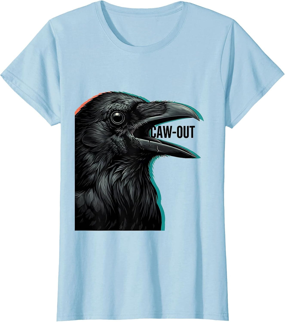CAW-OUT Funny Crow Bird Pun Meme Humor Graphic T-Shirt - Baby Blue