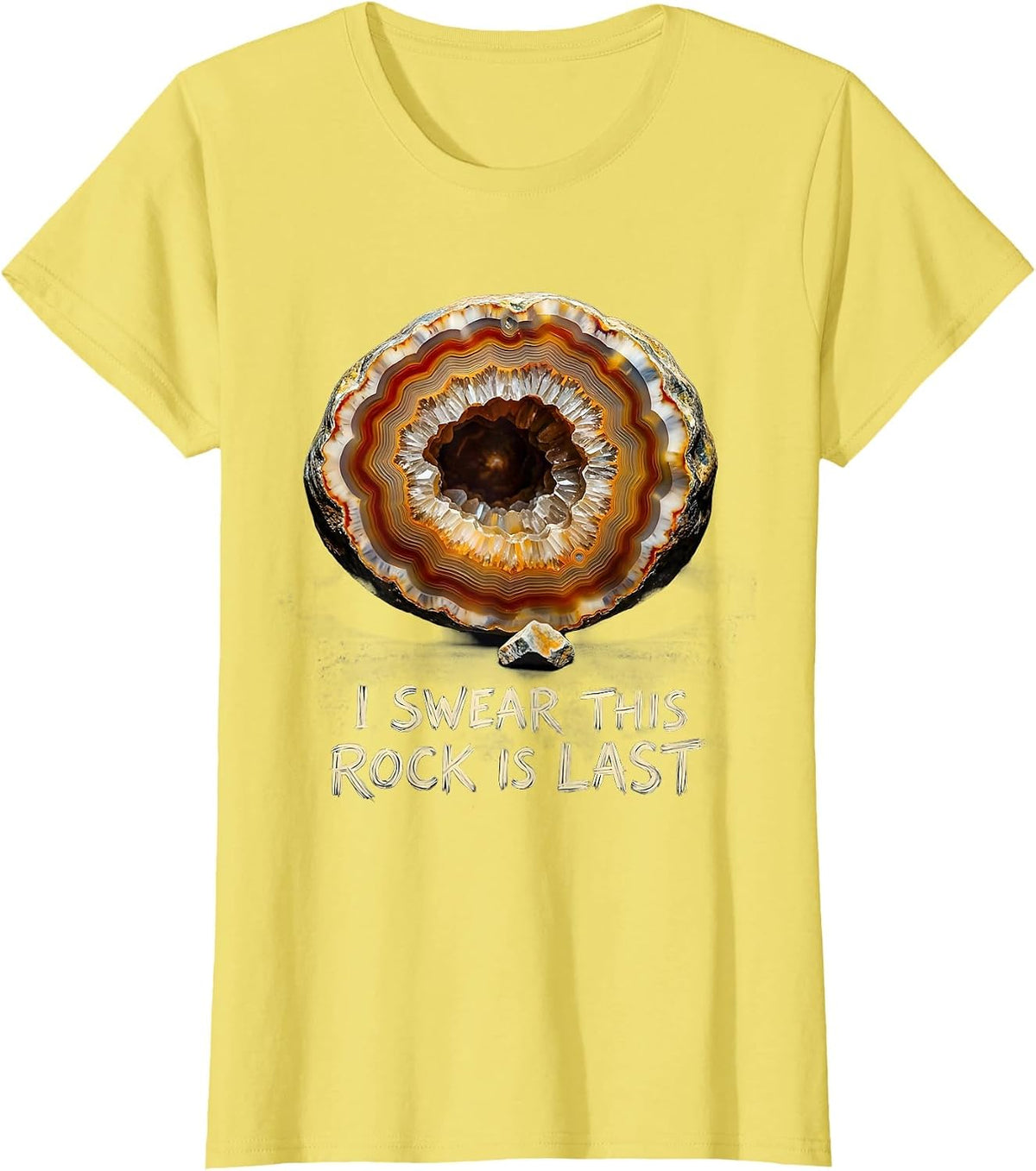 I Swear This Rock Is Last Funny Rock Collector Geologist T-Shirt - Lemon Yellow