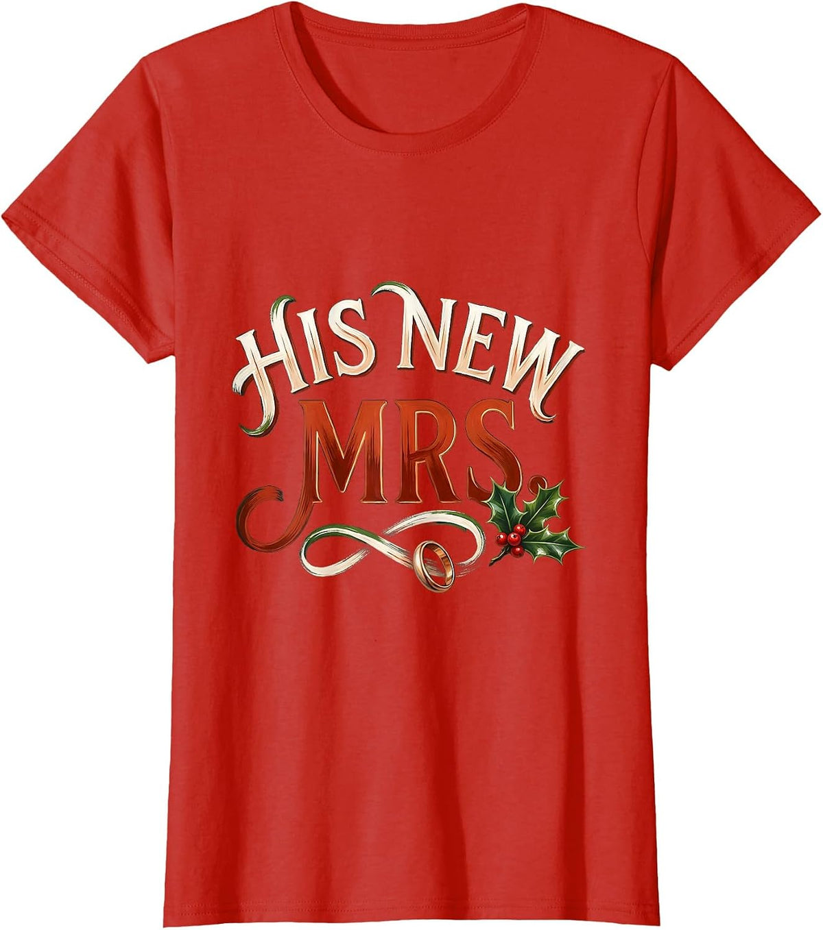 His New Mrs Sign Painter Showcard Couples Matching Christmas T-Shirt - Red