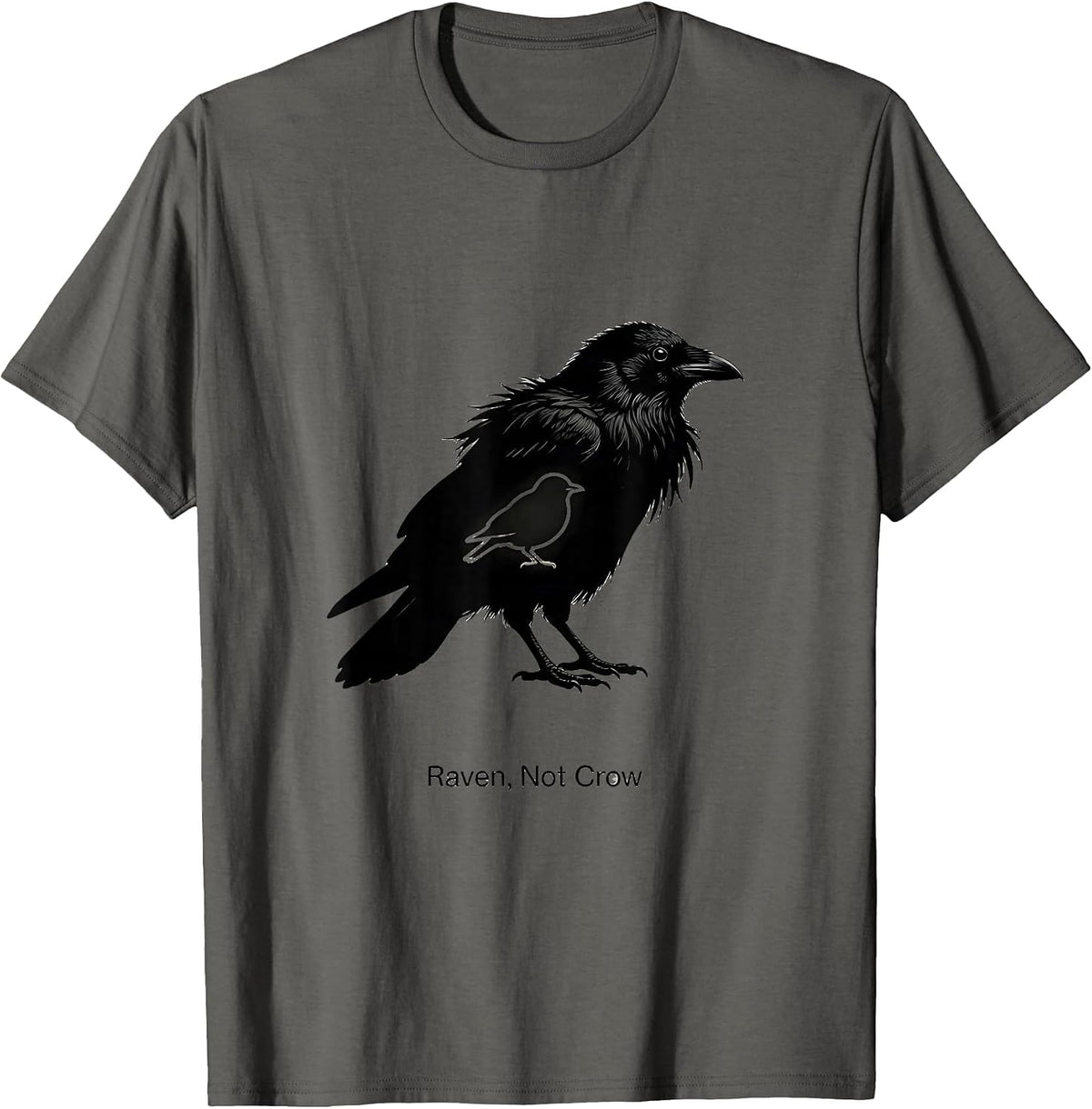 Men's Raven Not Crow Dark Humor Bird Lover Bird Watcher T-Shirt - Asphalt Grey