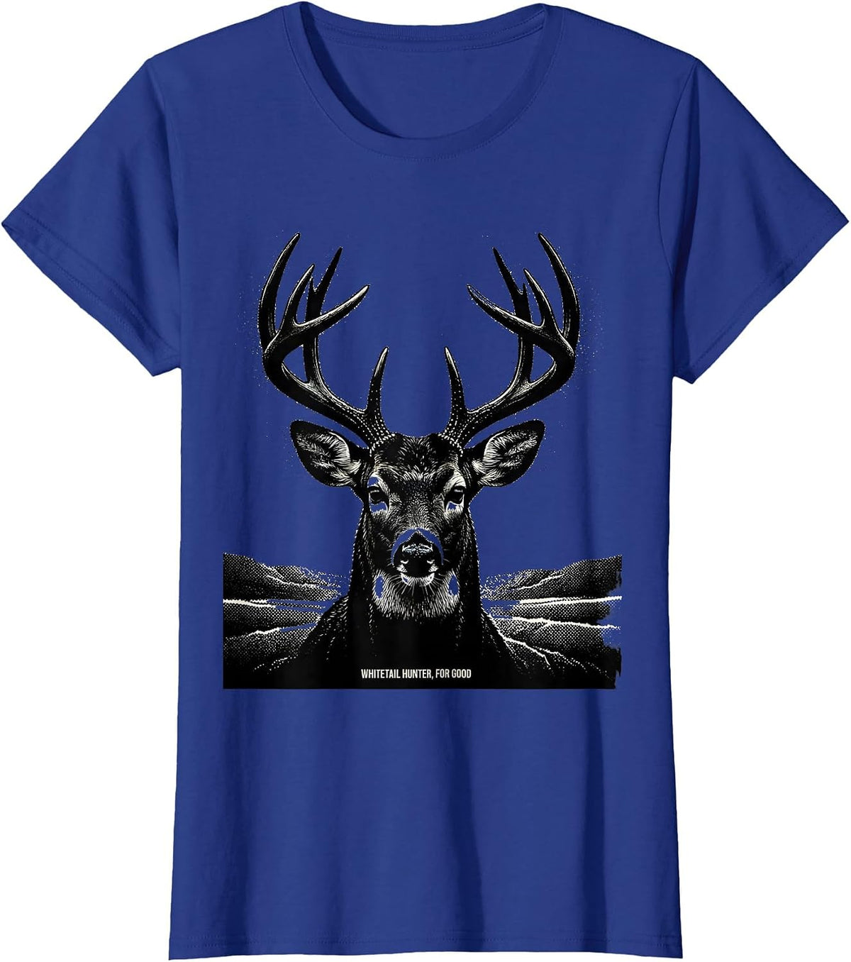 Women's Whitetail Hunter For Good Blackwork Dotwork Hunting Dad T-Shirt - Royal Blue