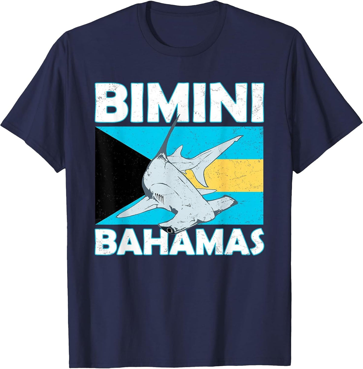 Hammerhead Shark Bimini Bahamas T-Shirt - Navy Blue