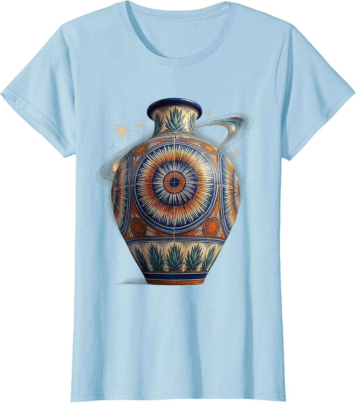Talavera Pottery Vase Hispanic Heritage Art T-Shirt - Baby Blue