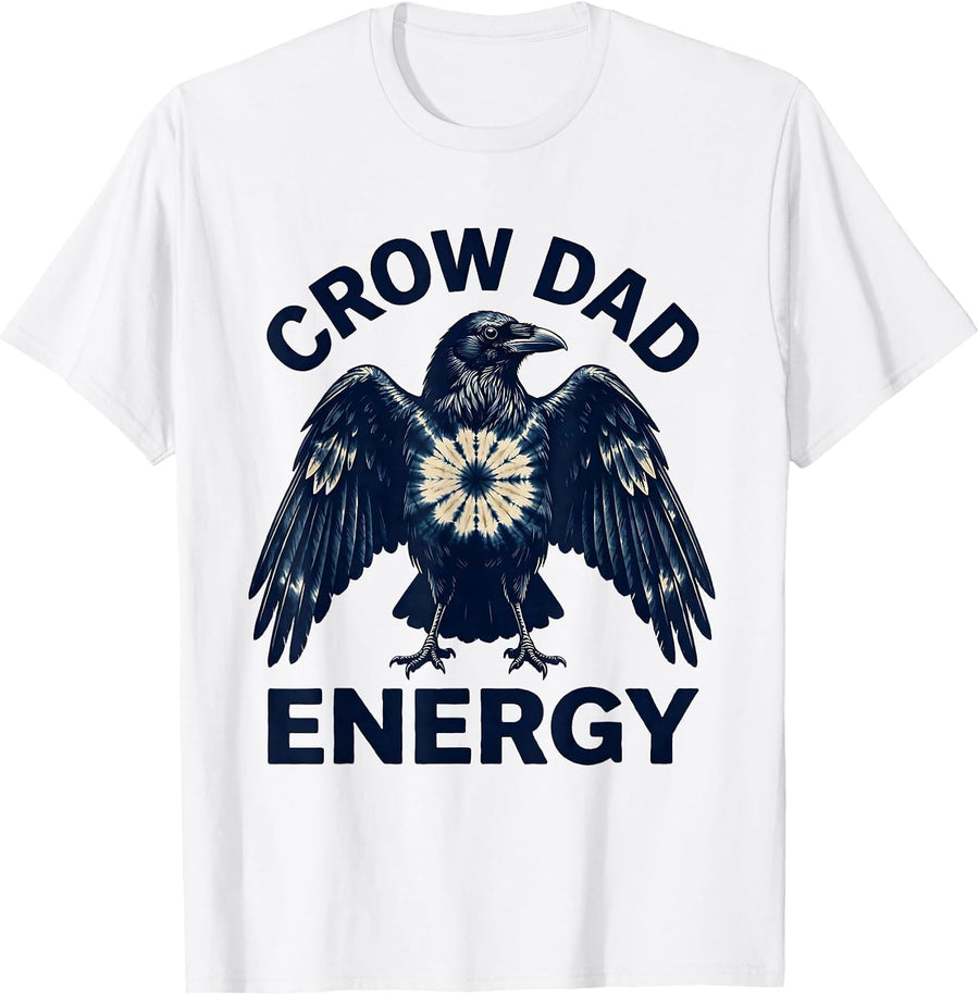 Men's Crow Dad Energy Funny Bird Dad Design T-Shirt - White