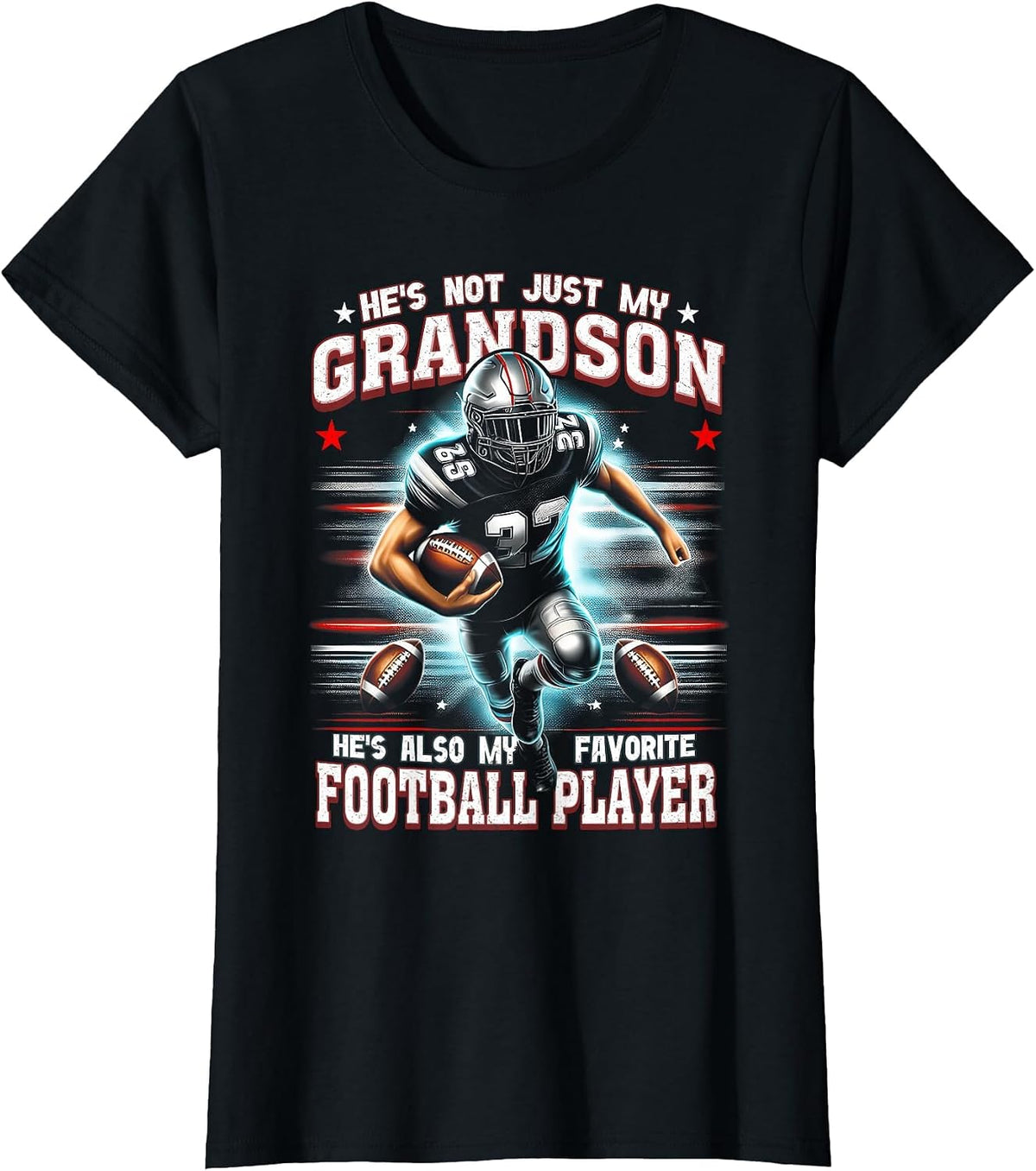 He's Not Just My Grandson He's Favorite Football Player T-Shirt - Black