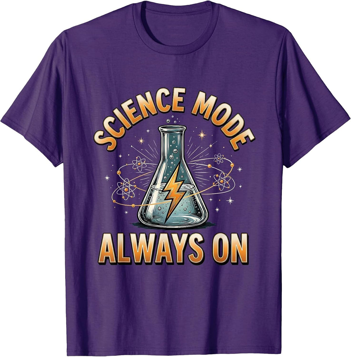 Science Mode Always On Back to School Teacher T-Shirt - Purple