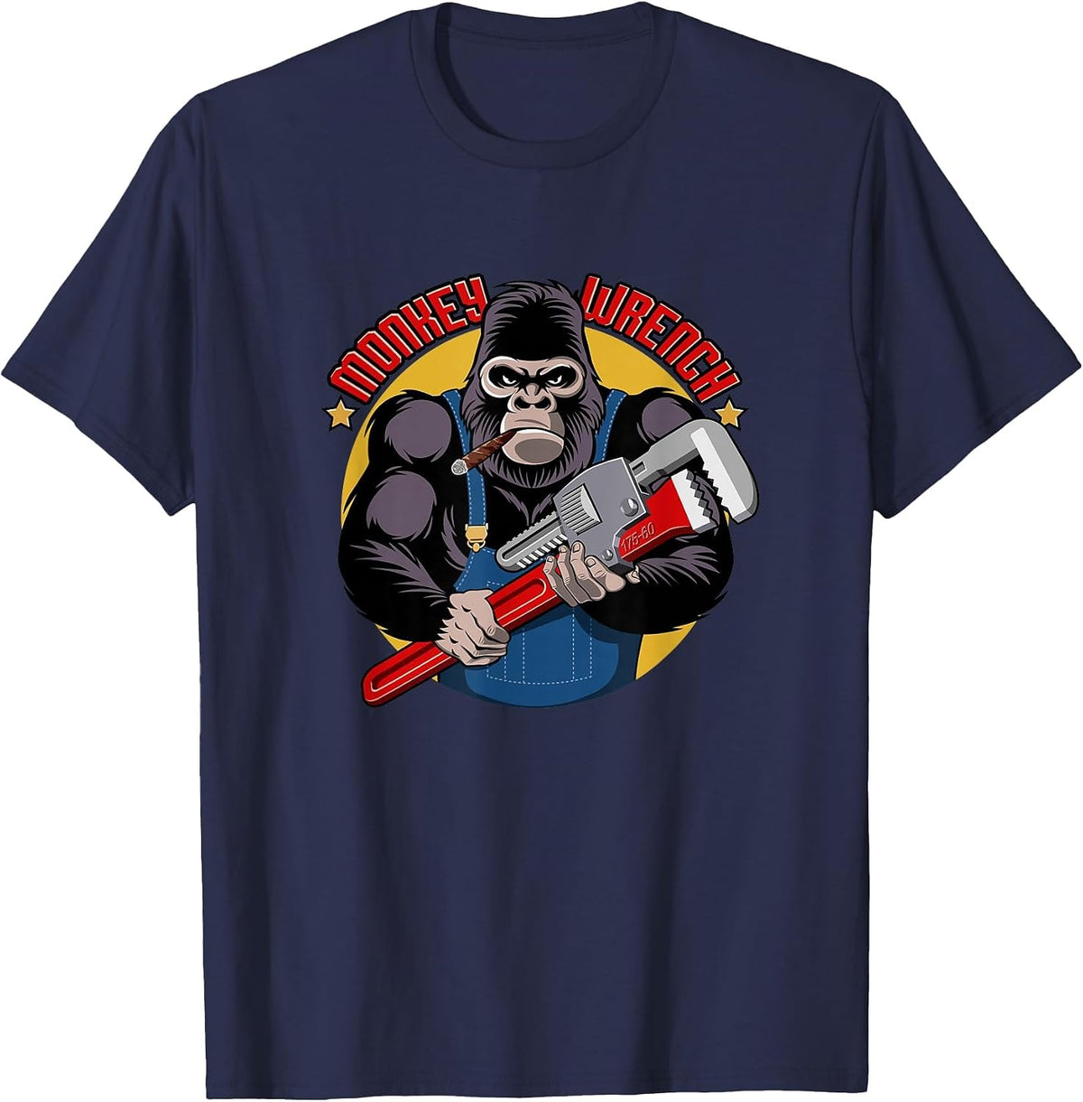 Monkey Wrench Mechanic Grease Monkey Car Repair Technician T-Shirt - Navy Blue