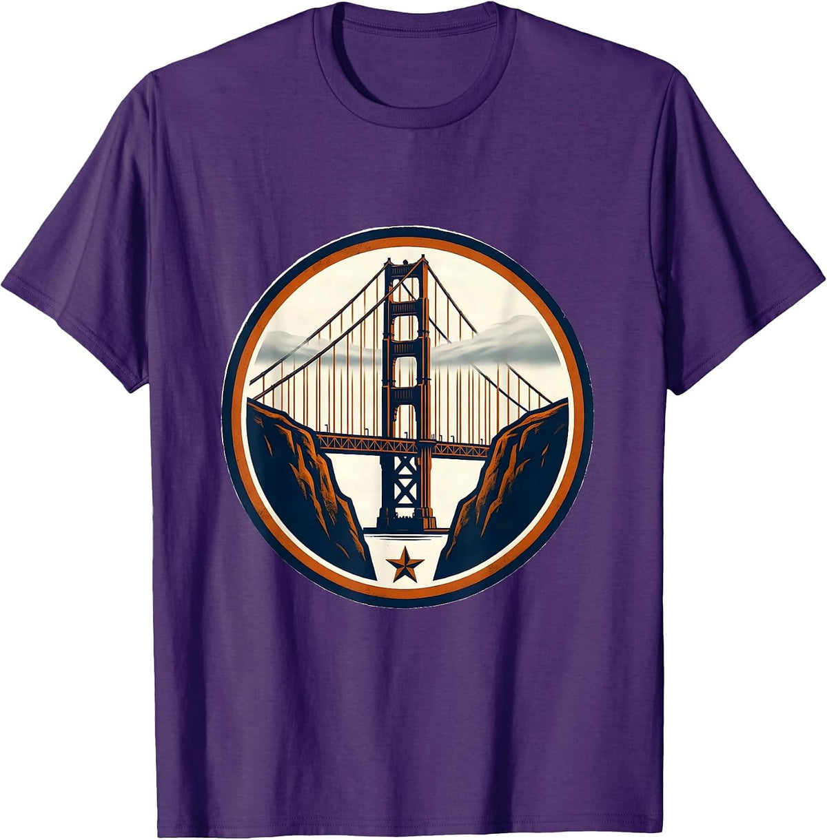 Golden Gate Bridge Vintage Coastal Surf Retro T-Shirt - Purple