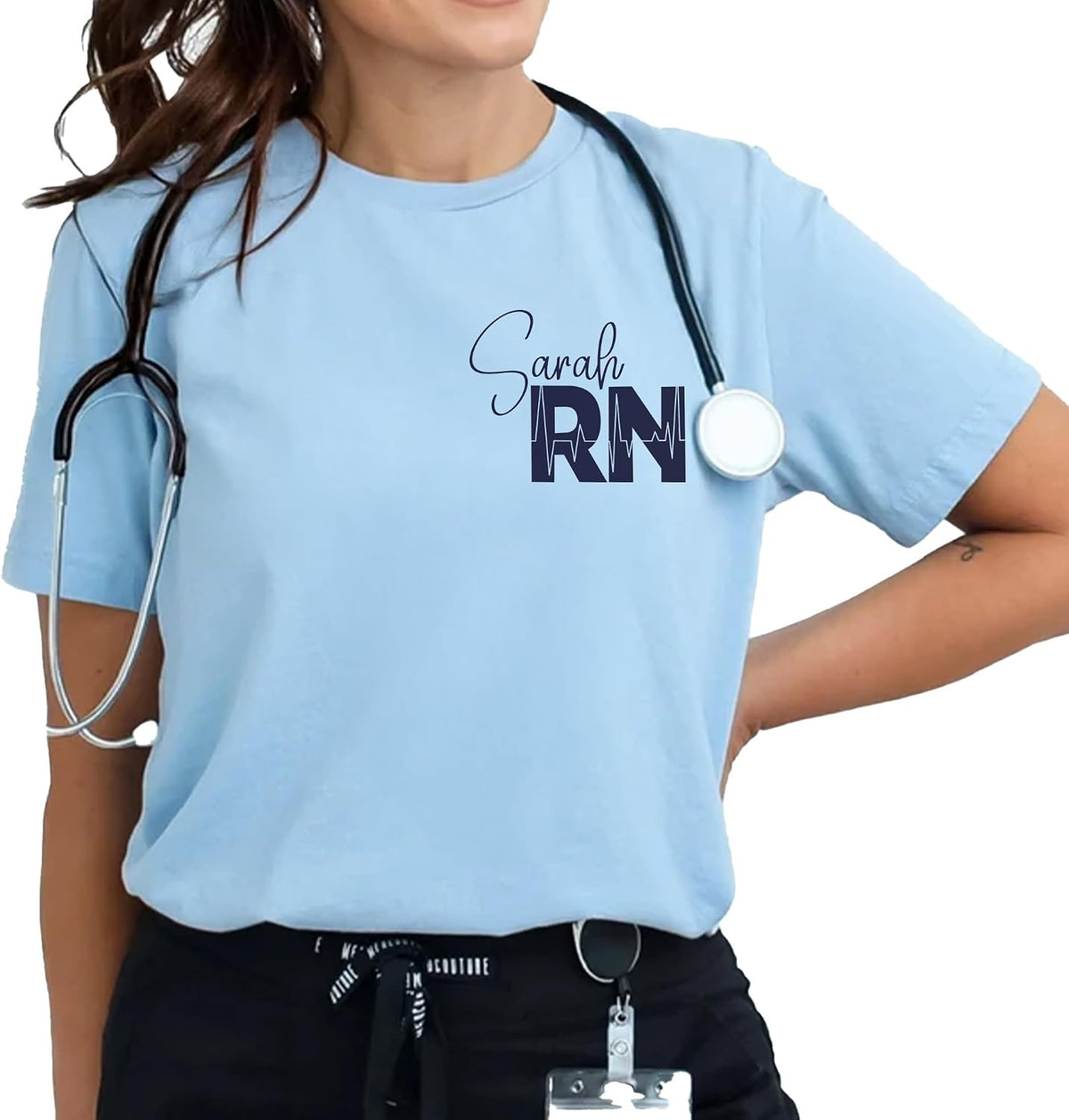 Custom RN Shirt with Name for Nurse, Personalized Nurse Shirts for Women Work, Personalized Nursing Shirt Graphic Tee Ideas