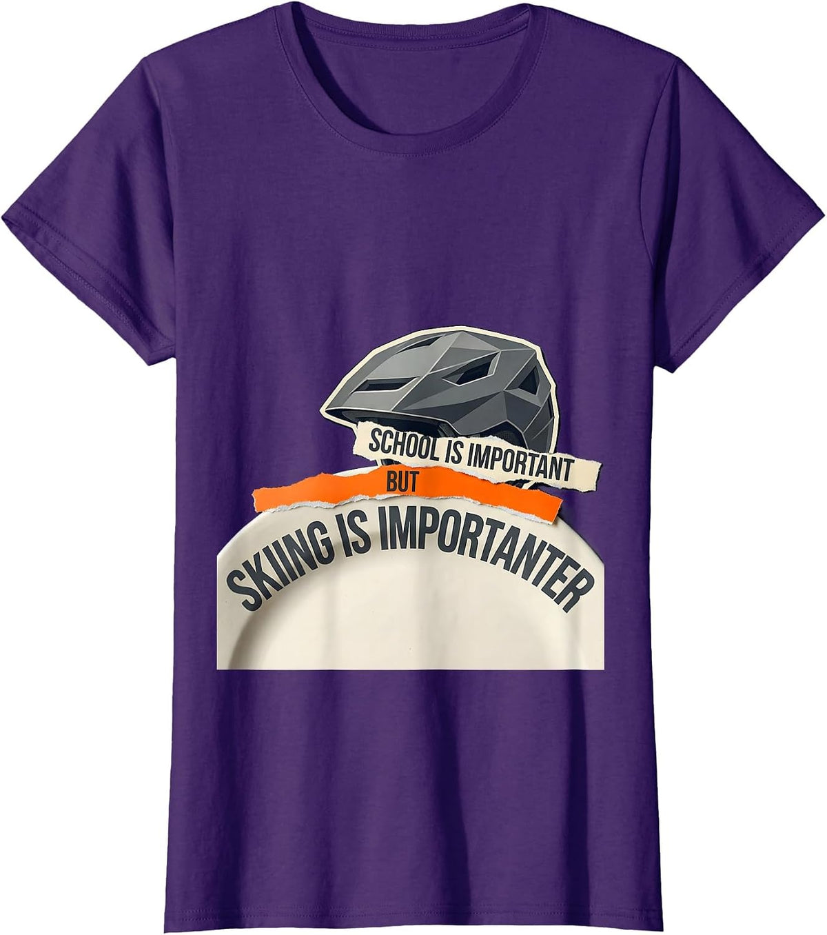 Women's School Is Important But Skiing Is Importanter Ski Humor T-Shirt - Purple