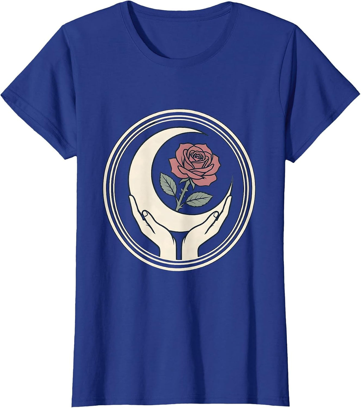 Women's Gigi Crescent Moon and Rose Graphic T-Shirt - Royal Blue