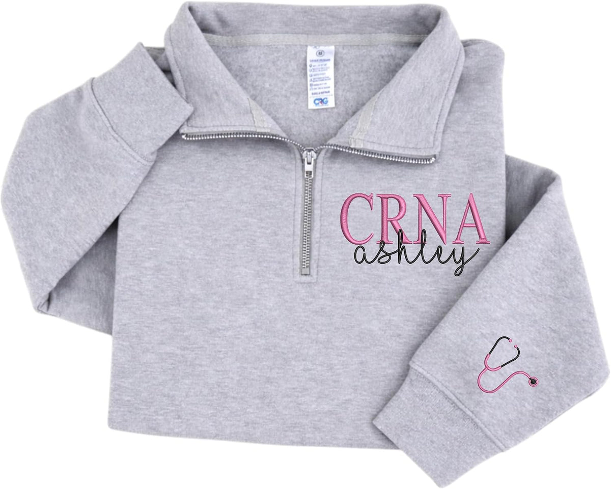 Personalized Embroidered Nurse Sweatshirt for Women, Custom Name & Specialties (ER, RN, NP, L&D), Nurse Gifts - Crna